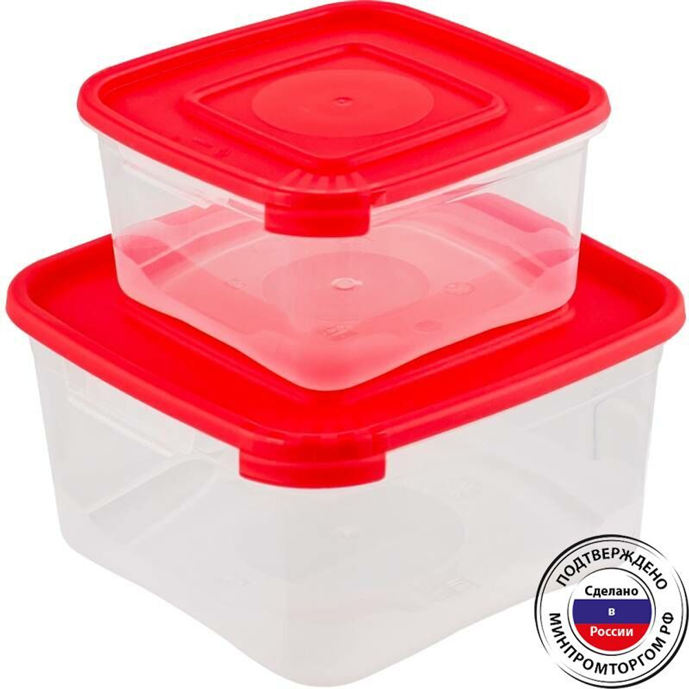 Набор контейнеров для СВЧ «Каскад» квадро 0,46 л.+1,0 л.