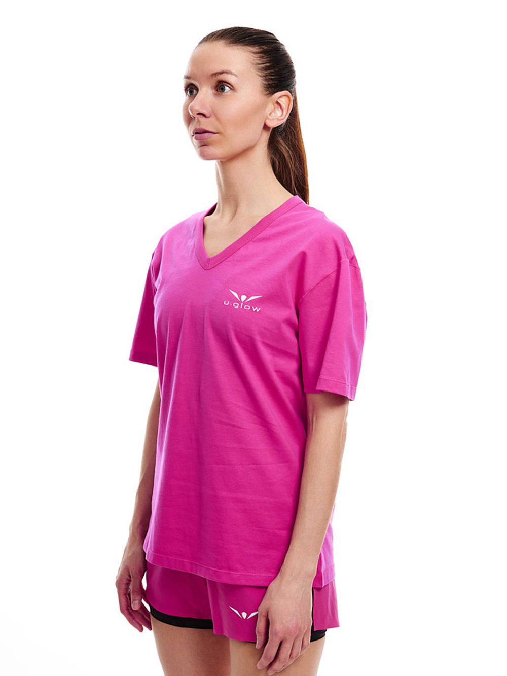 ФУТБОЛКА ЖЕНСКАЯ COTTON TEE V-NECK-SUPER PREMIUM | PURPLE