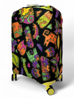 Чехол на чемодан 24", цвет чёрный/разноцветный, Коты