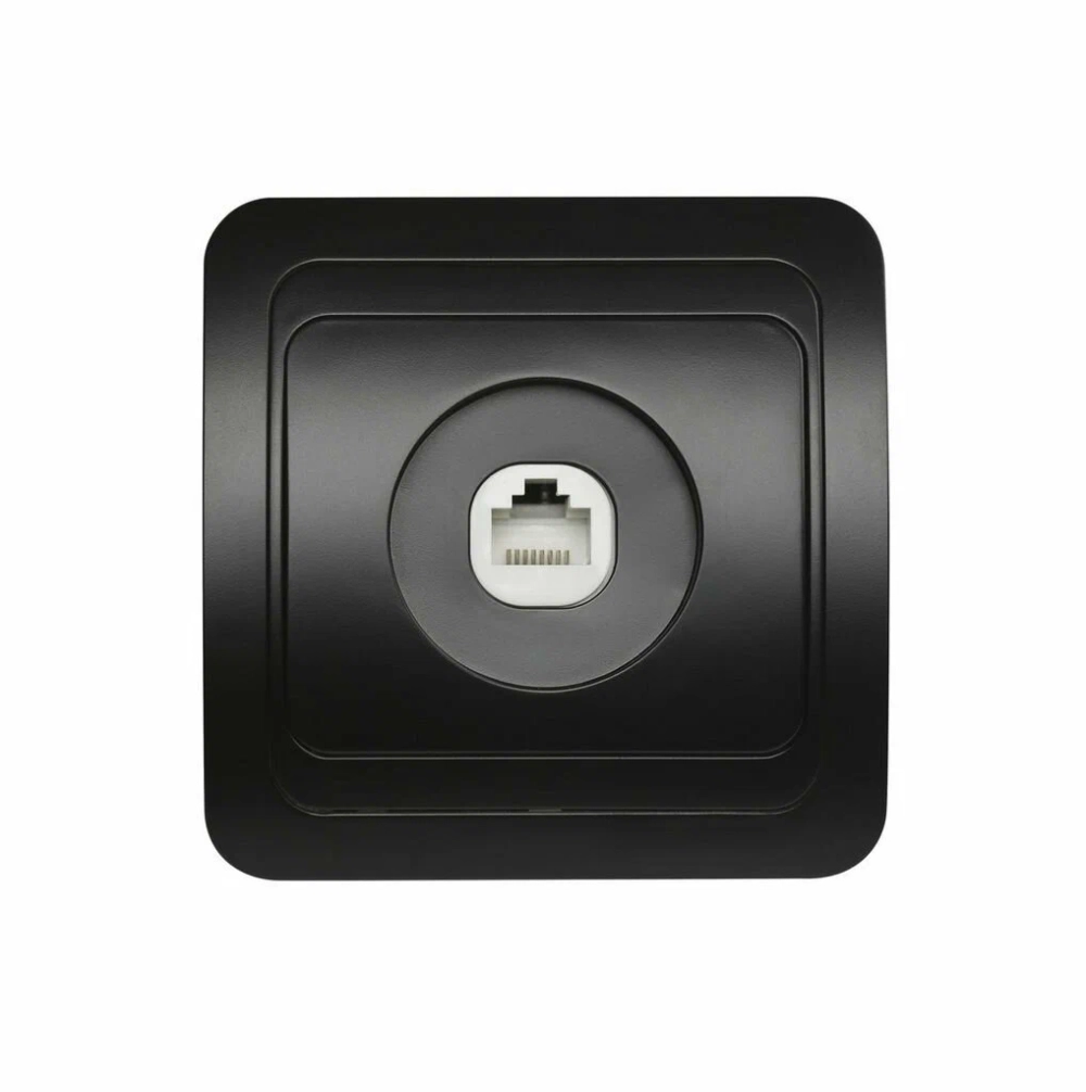 Компьютерная розетка RJ45 1-местная черная Марс SBE-02b-S1-RJ