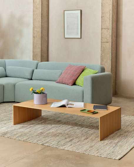 Litto Журнальный столик из шпона дуба натурального цвета 140 x 70 см