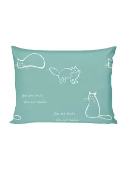 Постельное белье "КОТИКИ (мята)/Nicol" 1,5-сп наволочка 50х70 1шт Простынь 150х215 см Пододеяльник 145х215 см Сказка сатин