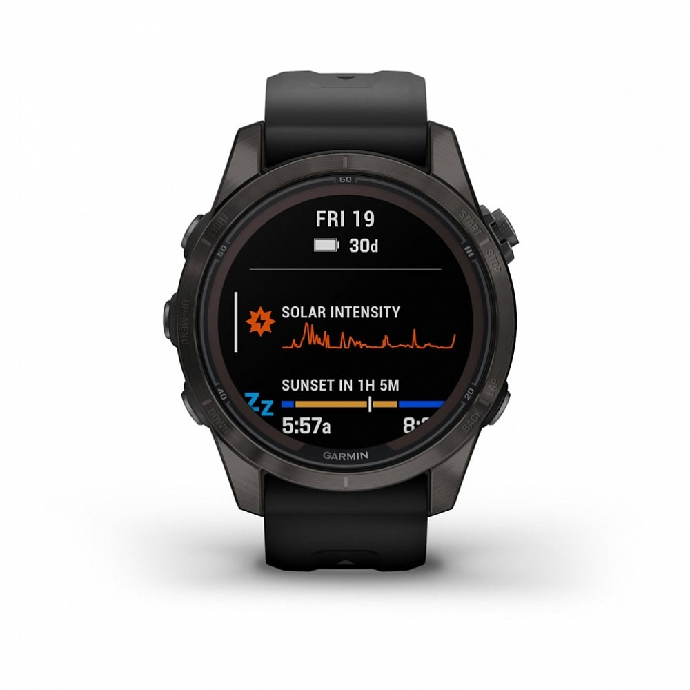 Смарт-часы Garmin Fenix 7s Pro Sapphire Solar титановый угольно-серый DLC с силиконовым ремешком, 010-02776-11
