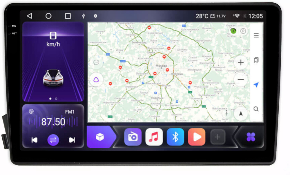 Магнитола для SsangYong Actyon 2005-2010, Kyron, Actyon Sports 2006-2016 - Carmedia OL-9303 QLed+2K, Android 12, TS10,  CarPlay, 4G SIM-слот