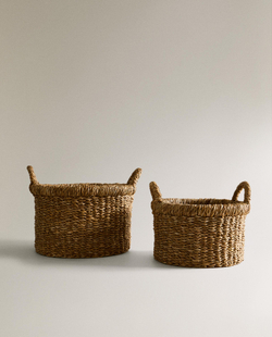 Zara Home Корзина из морской травы, цвет коричневый, 25 см