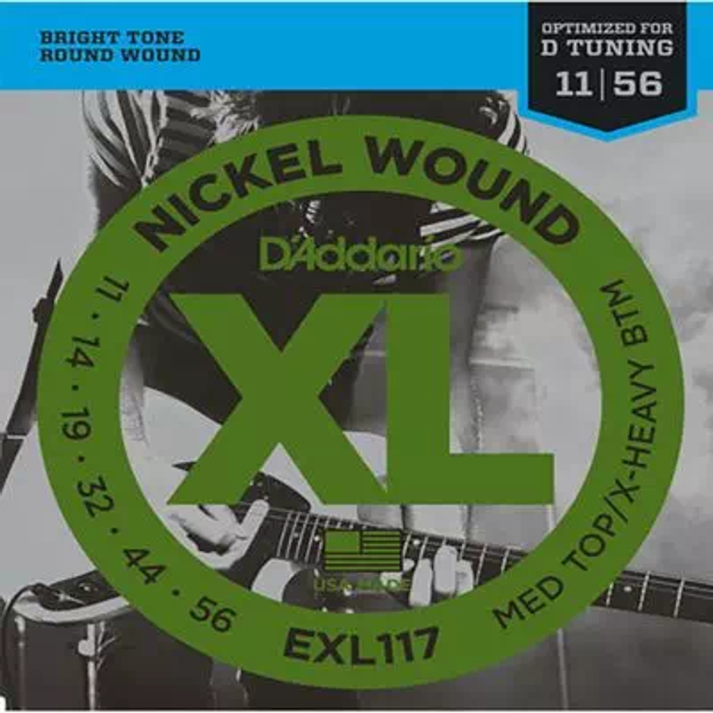 D`Addario EXL-117 Cтруны для электрогитары Nickel Wound, никель, 11-56, Medium, для пониженного строя.