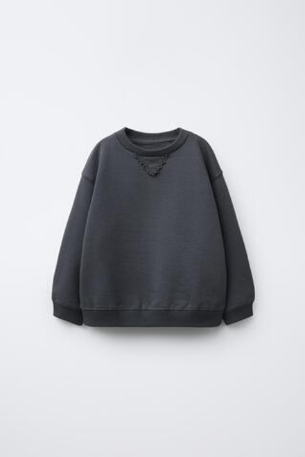 ZARA ТОЛСТОВКА С ВАФЕЛЬНЫМ УЗОРОМ, ТЕМНЫЙ АНТРАЦИТ