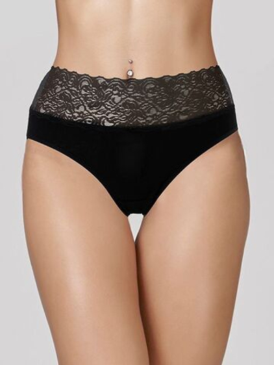 Высокие трусики-слипы с кружевным поясом (Размер: XXL) (Цвет: белый)