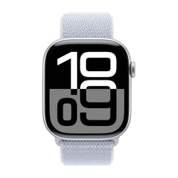 Apple Watch Series 10, 46 мм, серебристый алюминий, спортивный браслет цвета "Blue Cloud" (MWWN3)