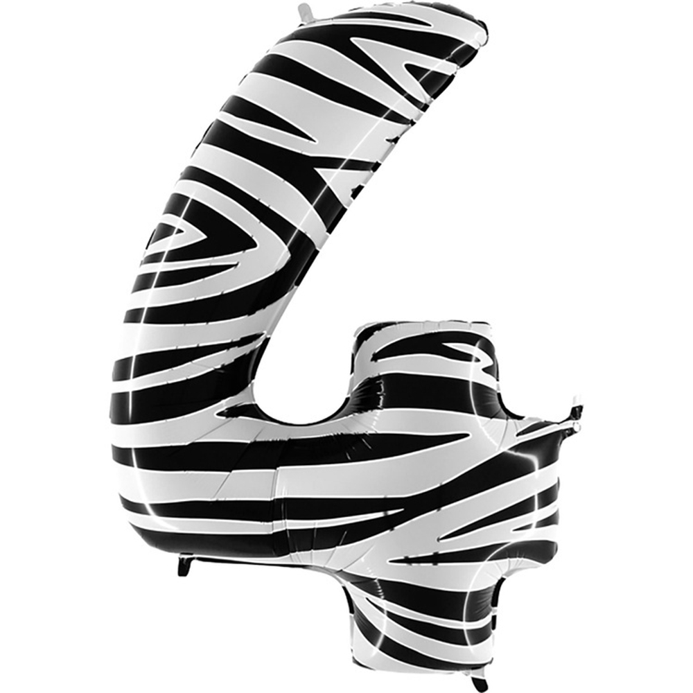 Шар ЦИФРА 4 Zebra 40" 102 см