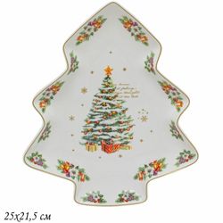 Lenardi 205-288 Блюдо 25х21,5 см НОВЫЙ ГОД в под.уп.(х24)Фарфор