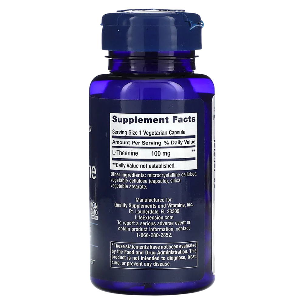 Life Extension L-Theanine 100 mg 60 veg capsules, L-Теанин, Теанин
