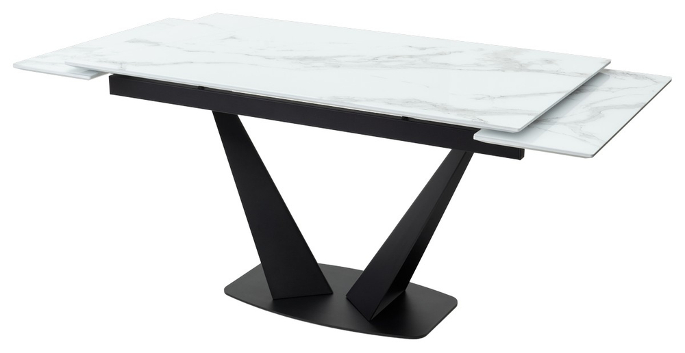 Стол М-City DISAUR Ниагара 160 Белый мрамор, стекло, Черный