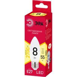 Набор 10 штук лампочки ЭРА RED LINE LED B35-8W-827-E27 R светодиодные (EC) Е14 / E14 8Вт свеча теплый белый свет