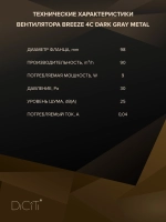 Вентилятор накладной BREEZE D100 обр.клапан Dark gray metal DICITI