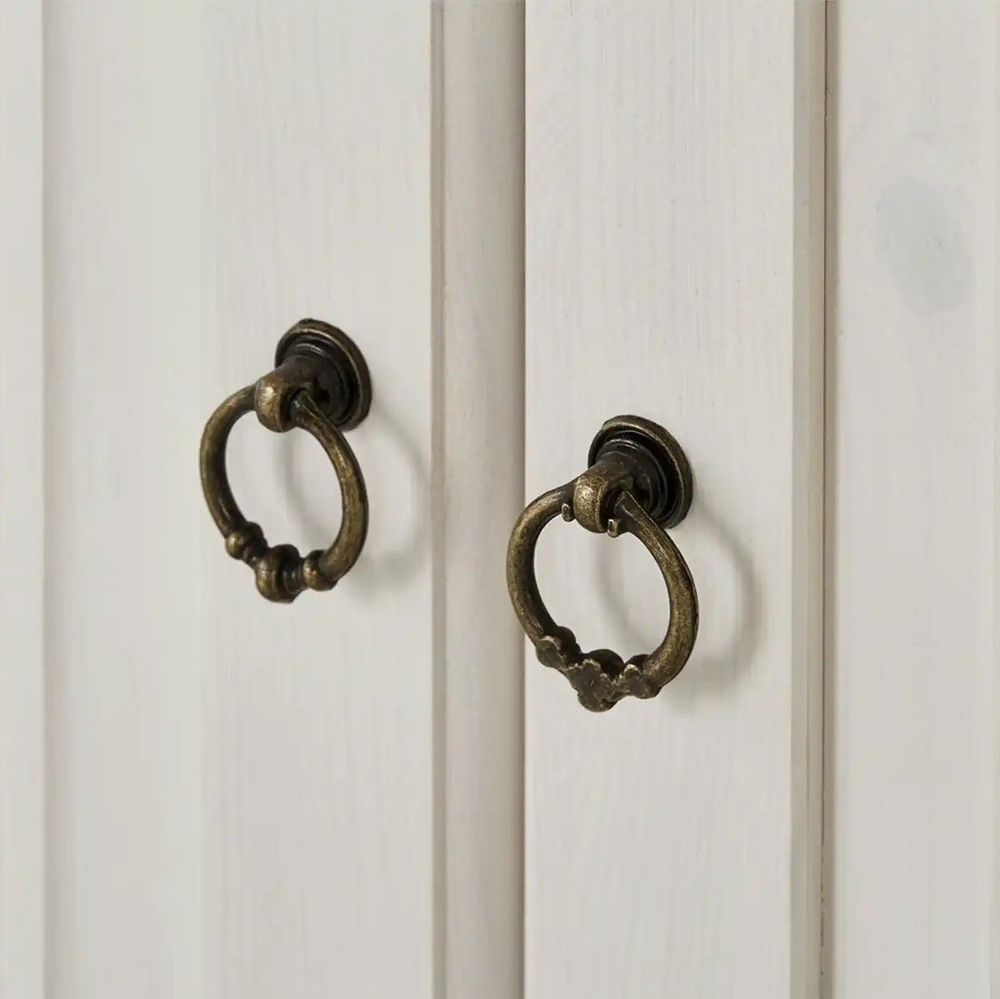 Комод Хельсинки в прихожую для обуви и вещей, белый воск/антик, сосна