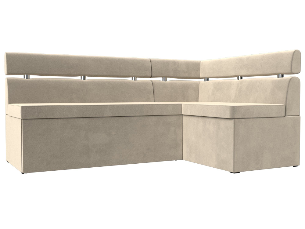 Диван кухонный угловой Классик правый угол, Бежевый, Микровельвет, 117983