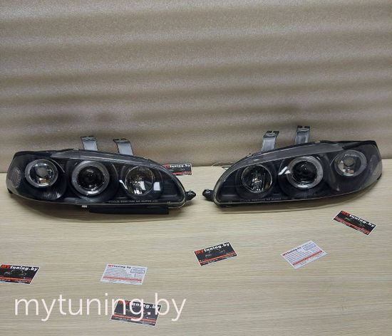 Передние фары Honda Civic 5 angel eyes black