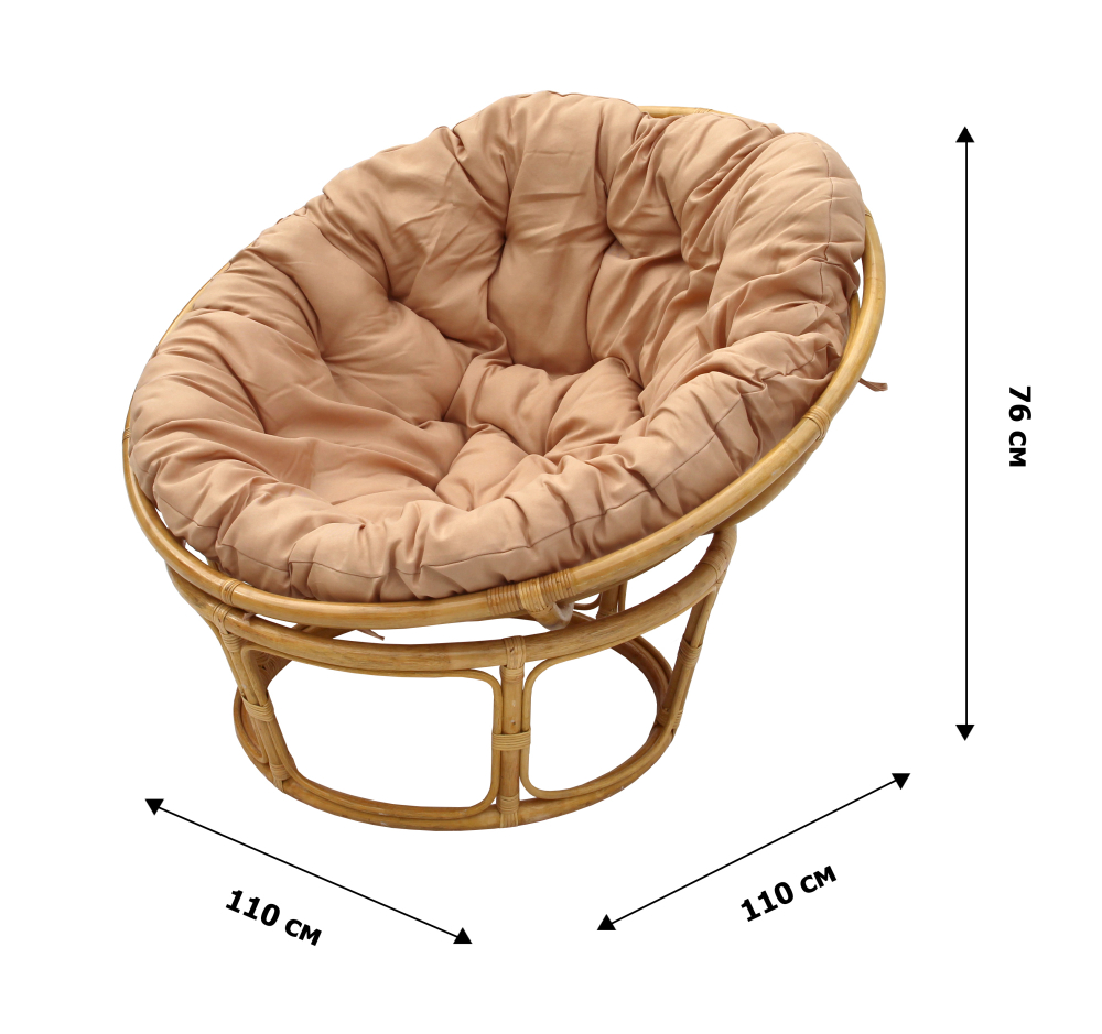 Кресло для отдыха Garden Story Папасан Ø110см ротанг натуральный 3 уп(1 уп корзина медовый, 1 уп подставка, 1 уп
