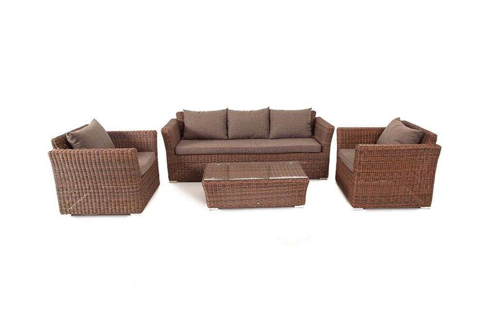 "Капучино" лаунж-зона из искусственного ротанга, цвет коричневый