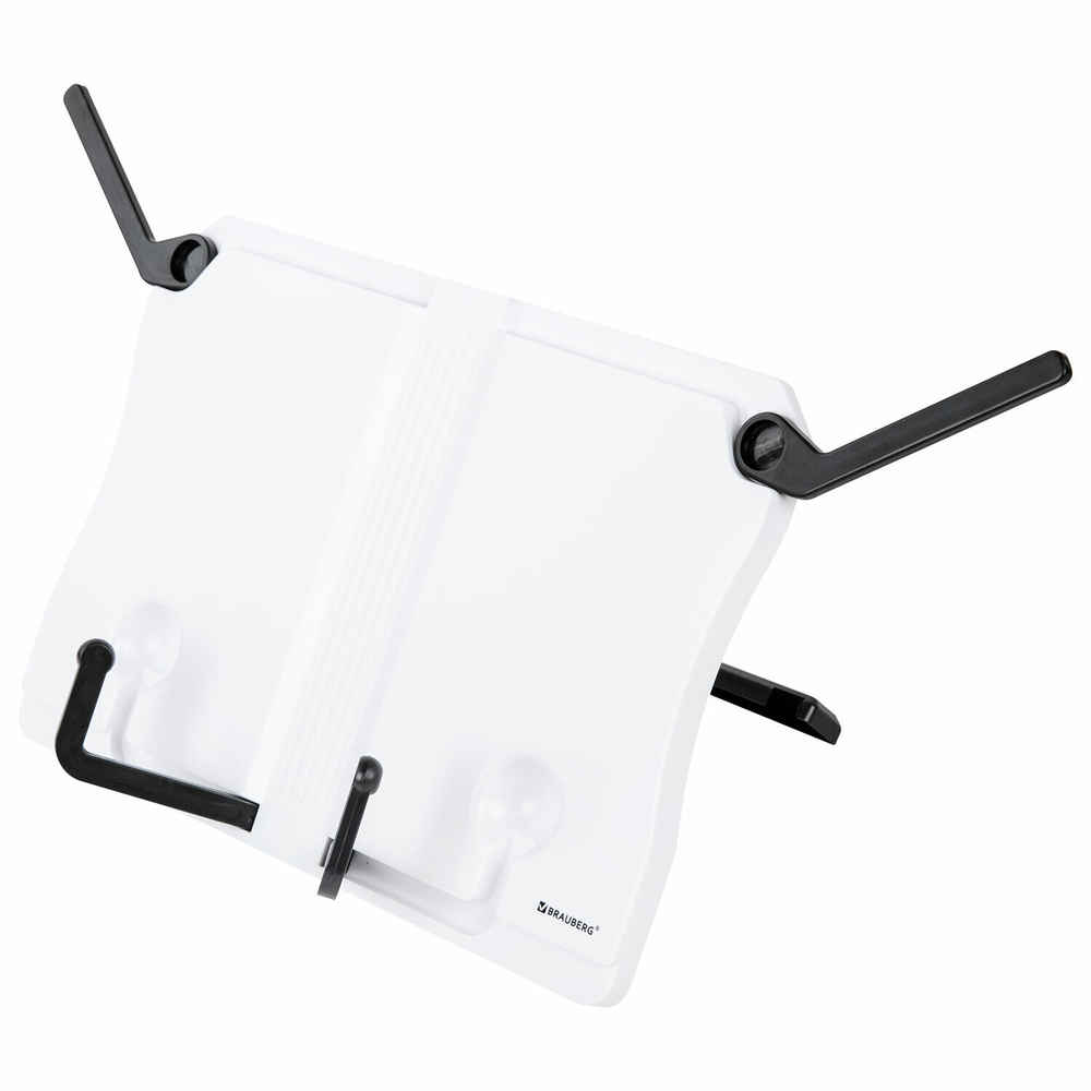 Подставка для книг и учебников BRAUBERG White регулируемый наклон ABS-пластик (2 штуки в упаковке)