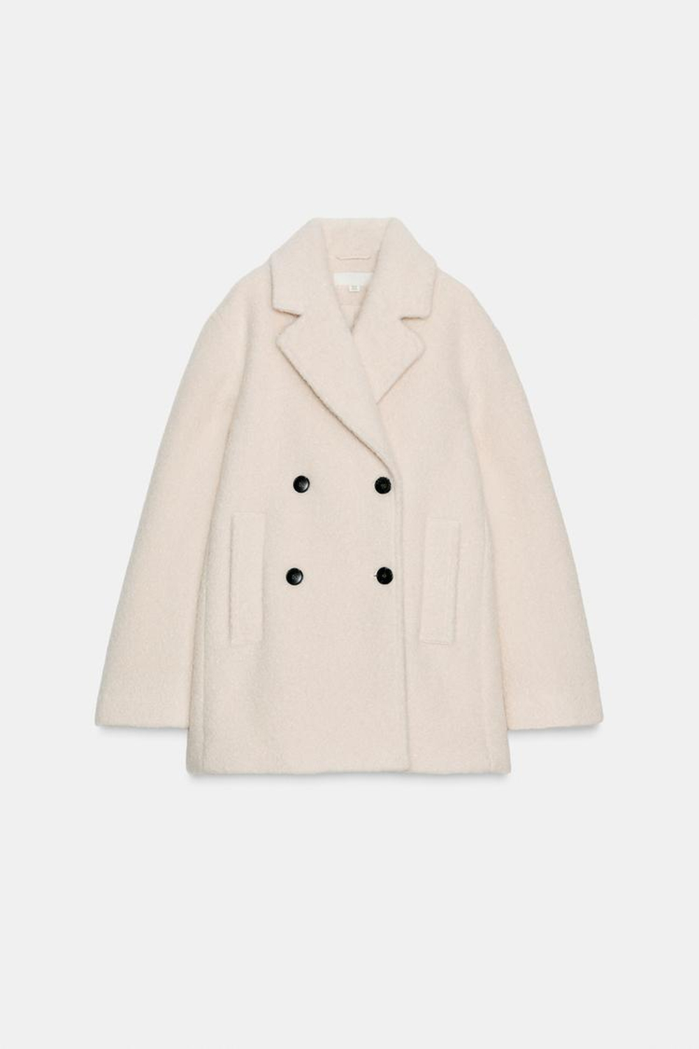 ZARA ПОЛУПАЛЬТО ИЗ БУКЛЕ, ЭКРЮ