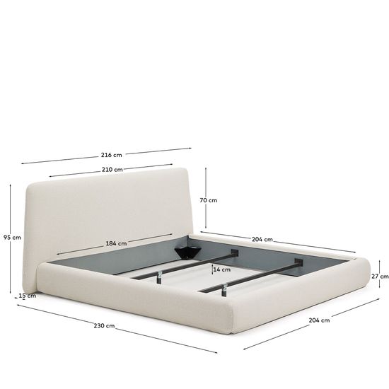 Кровать Martina со съемным чехлом из шенилла цвета экрю 180 x 200