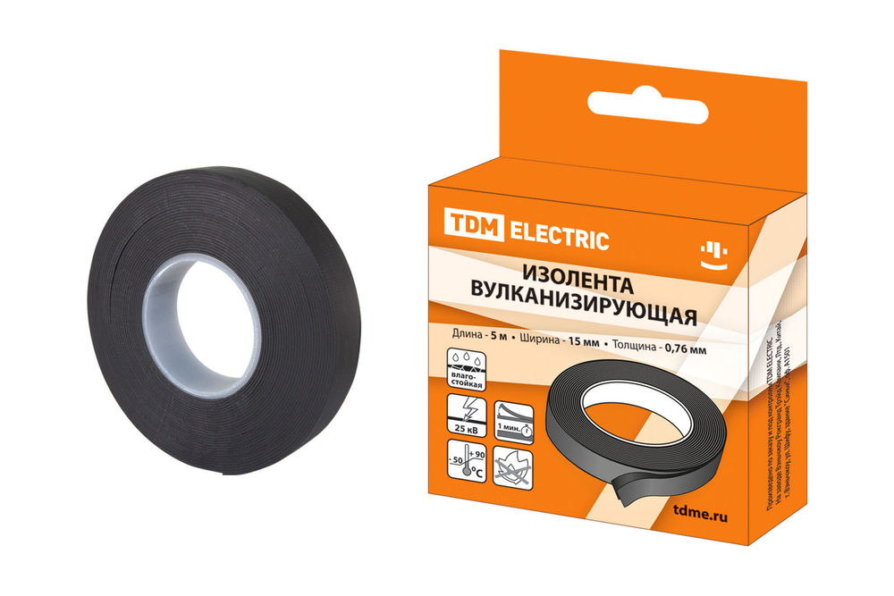 Изолента вулканизирующая 15 мм 5 метров (до 25 кВ) TDM SQ0526-0601