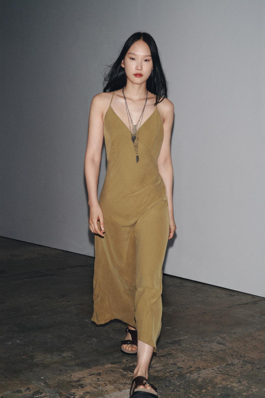 ZARA ПЛАТЬЕ-КОМБИНАЦИЯ — ZW COLLECTION, ХАКИ