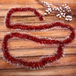 Мишура 2 м 7 см «Фонарик снежный», Красный/белый