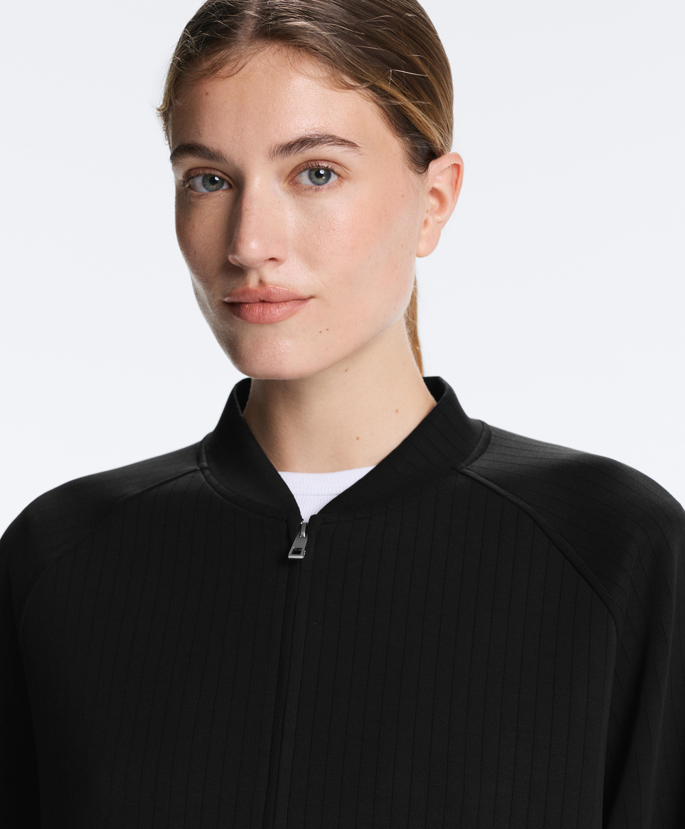 Oysho Куртка-бомбер в полоску, черный