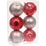 Новогодние шары «Снежный вальс» 8 см (набор 6 шт), Красный/Шампань