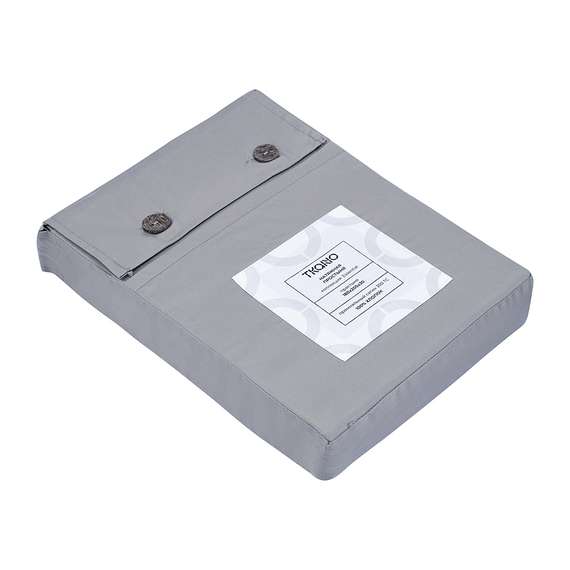 Простыня на резинке из премиального сатина оливкового цвета из коллекции essential,  180х200х30 см