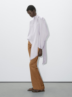 Massimo Dutti Свободная рубашка с глубоким вырезом на спине, пурпурный