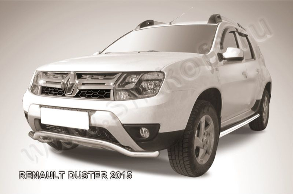 Защита переднего бампера (нержавейка) Renault Duster (2015-2021) d57 волна