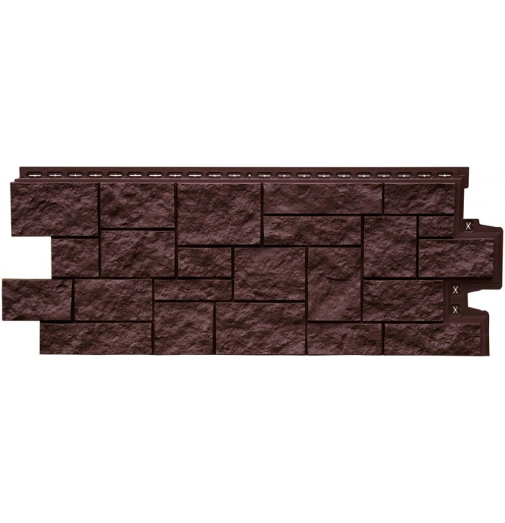 Фасадные панели (Цокольный Сайдинг) Grand Line Дикий Камень CLASSIC Шоколадный (Коричневый)