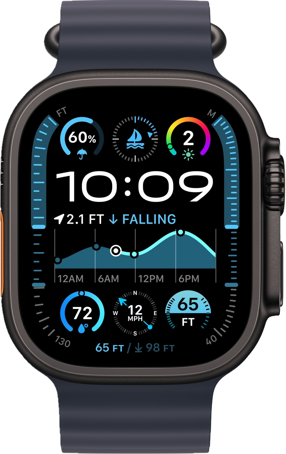 Apple Watch Ultra 2 49mm Ocean Band Navy / Black Titanium Case