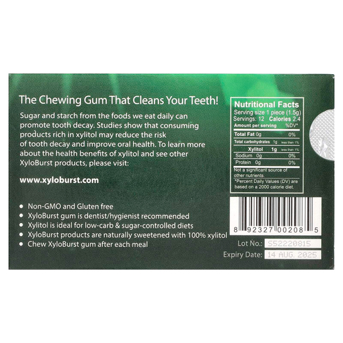 Xyloburst, ксилитоловая камедь, мята, 12 шт.