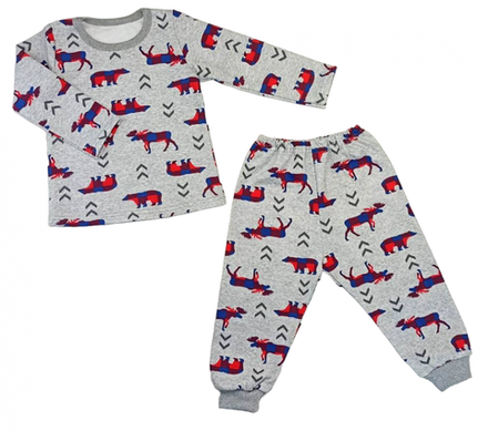 Пижама теплая 903/75 лоси,мишки на сером