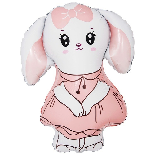Шар фольга фигура 81см Зайка в розовом платье