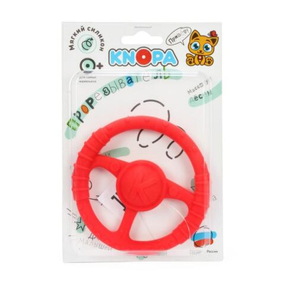 Массажер силиконовый "Руль" красный (КНОПА)