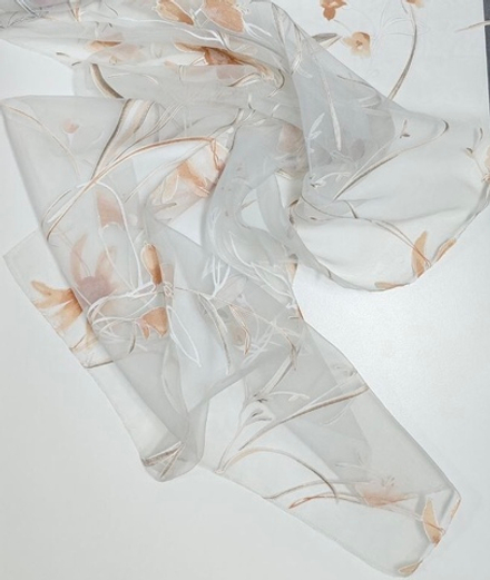 Органза Голд Текстиль арт. 1244918-4 бежевые цветы (высота 300 см, Турция)