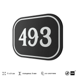 Номерок на дверь квартиры 493, для кабинета, офиса, шильдик 9 х 7 см, черный, Айдентика Технолоджи