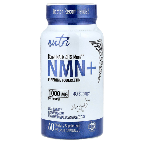 Nutri, NMN+, максимальная сила действия, 60 веганских капсул