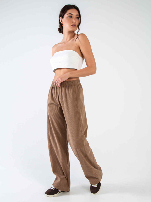 Брюки прямые вельвет песочные