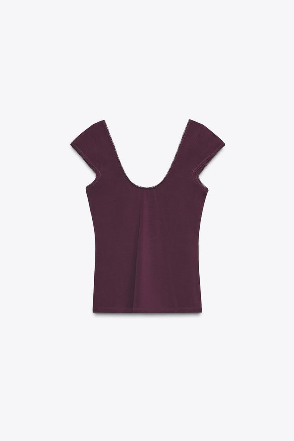 ZARA ТОП ИЗ ЛИОЦЕЛЛА С КРУЖЕВОМ, ЛИЛОВЫЙ