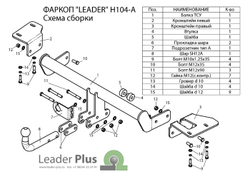 Фаркоп(прицепное) Лидер-Плюс для HONDA CR-V (RM) 2012-2017(паспорт и сертификат в комплекте)(без электрики)H104-A