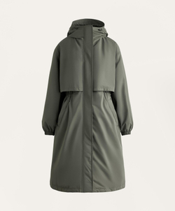 Oysho Водонепроницаемый длинный плащ с подкладкой FELLEX® AEROGEL 10K, темный хаки
