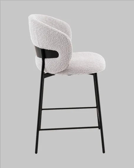Полубарный стул Blaze 60 см, светло-серое букле, черные ножки