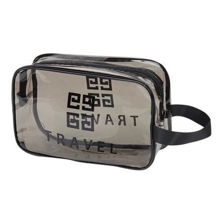 Косметичка водонепроницаемая ПВХ на молнии сумочка с ручкой TRAVEL, серая 25*10*16см